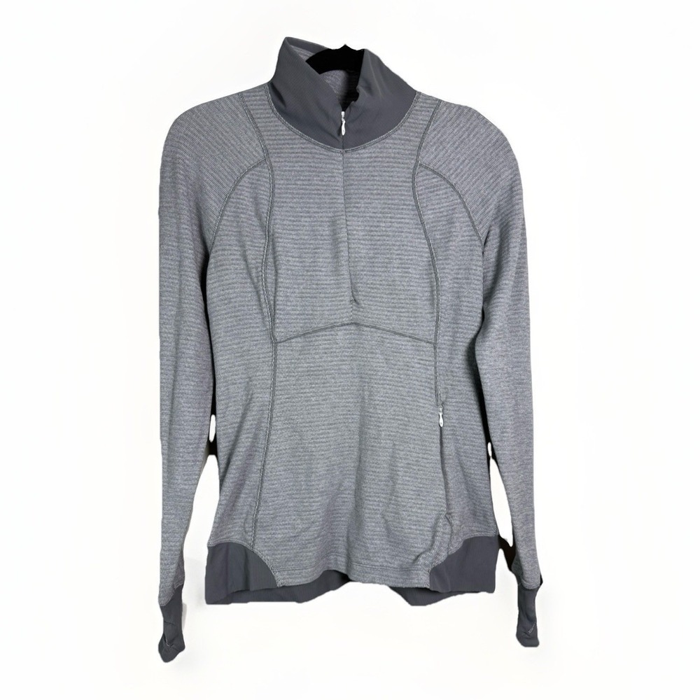 LULULEMON Runderful Gray Long Sleeve 1/2 Zip Mock Neck Pullover Women's Size 6‎